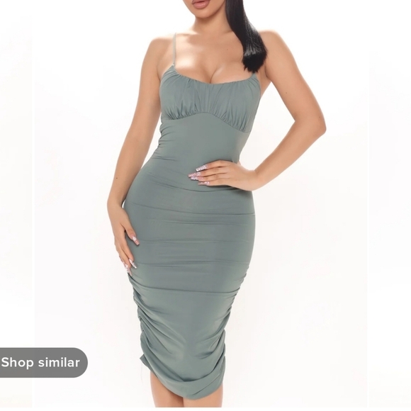 🩷NWT FASHION NOVA Silky Sage Midi Dress - Picture 3 of 5
